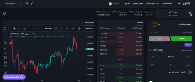 انتخاب نوع پوزیشن برای ترید ریپل