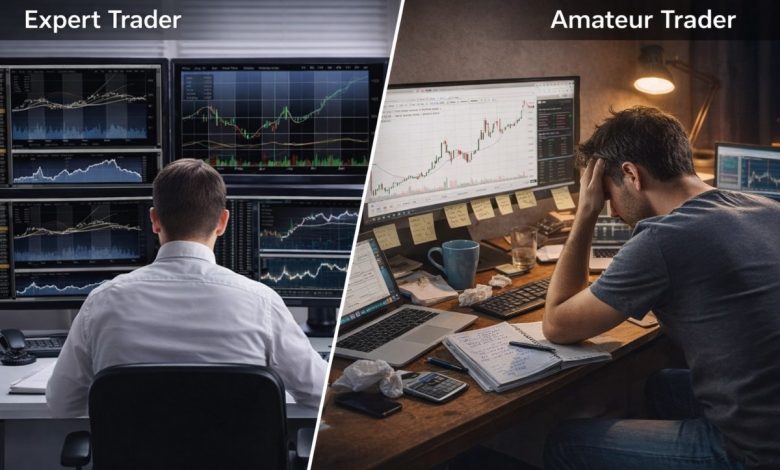 تفاوت تریدر حرفهای با آماتور در چیست؟ 21 نکته طلایی برای تریدر حرفهای شدن 1 amateur tarader VS expert trader